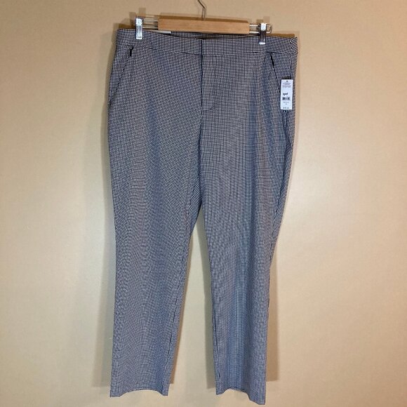 4 for $30, #57 NWT Lord and Taylor Kelly Slim Pant, B/W Checkered, Size 14 - Picture 1 of 7